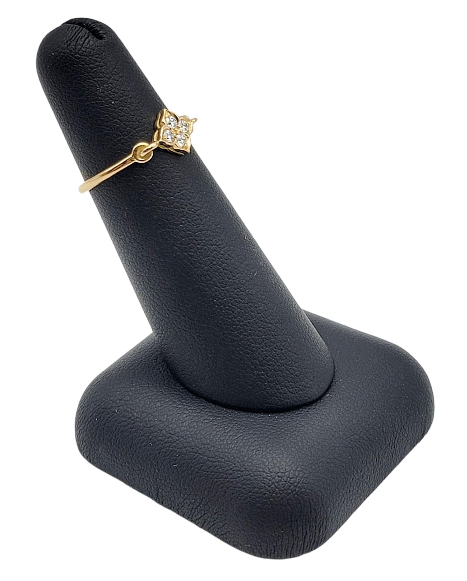 Cartier 18 Karat Yellow Gold Hindu Floral Band Ring with 4 Round Diamonds 2