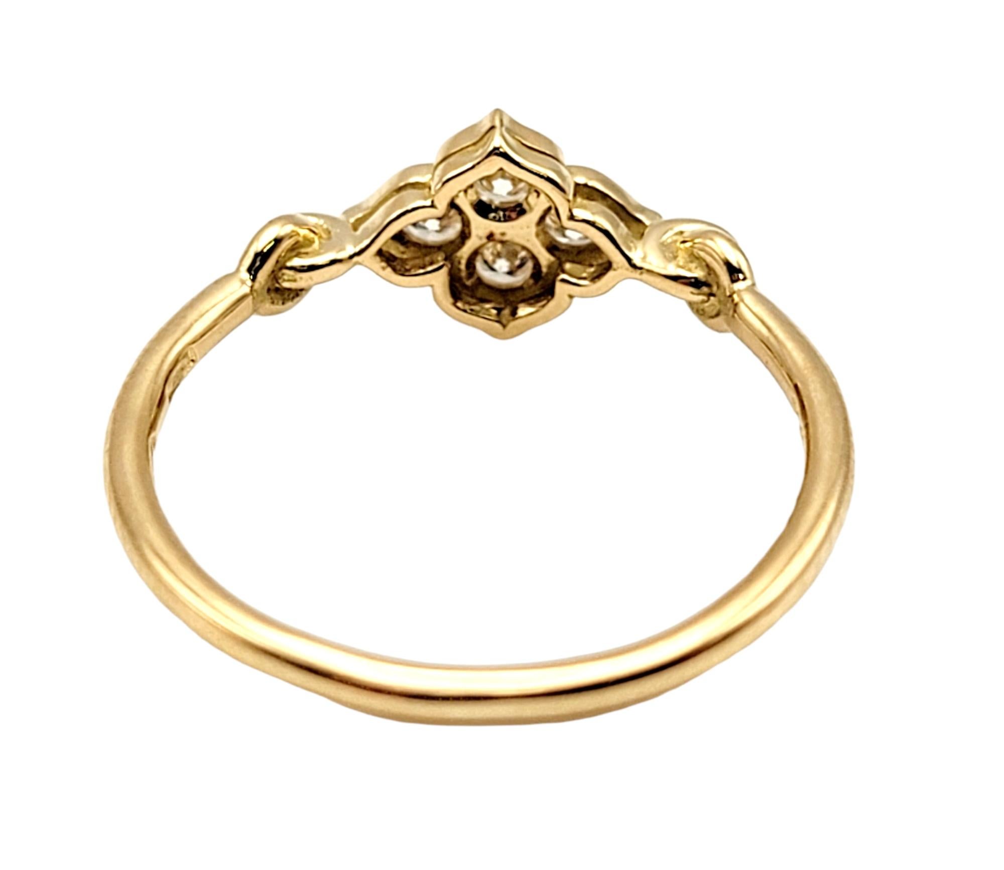 Contemporary Cartier 18 Karat Yellow Gold Hindu Floral Band Ring with 4 Round Diamonds