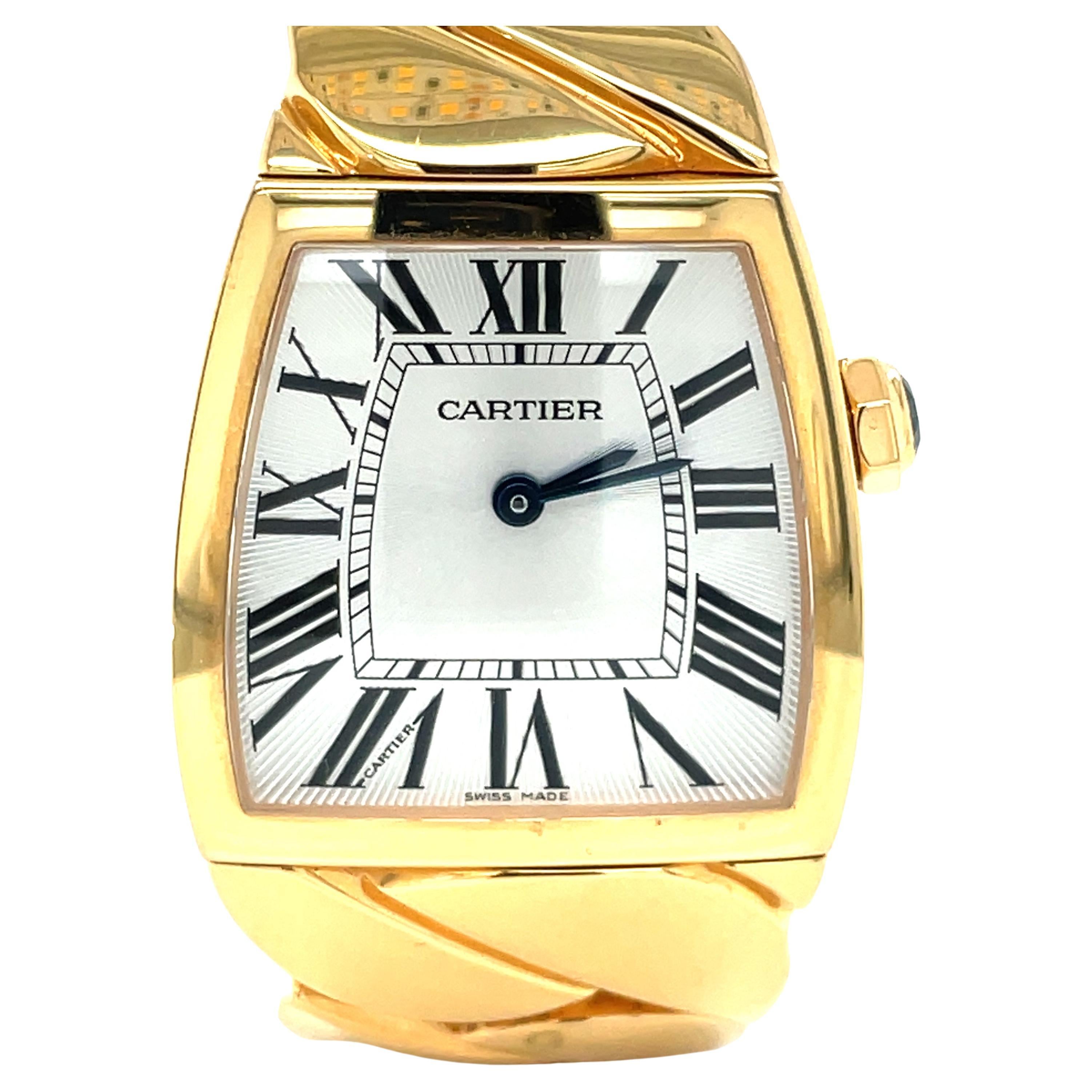 Cartier: 18 Karat Gelbgold La Donna Damenarmbanduhr mit Schachtel im  Angebot bei 1stDibs