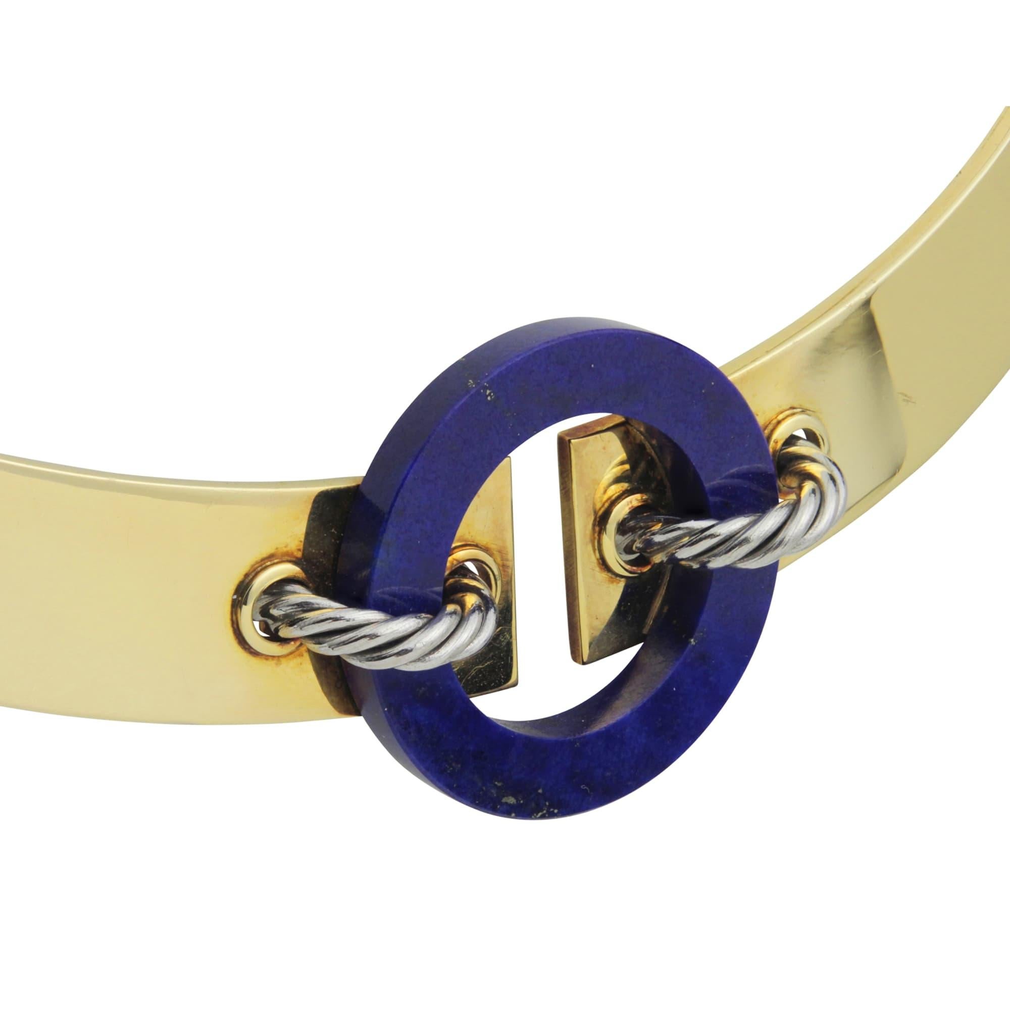 Cartier 18 Karat Yellow Gold & Lapis Lazuli Collar Necklace In Good Condition For Sale In QLD , AU