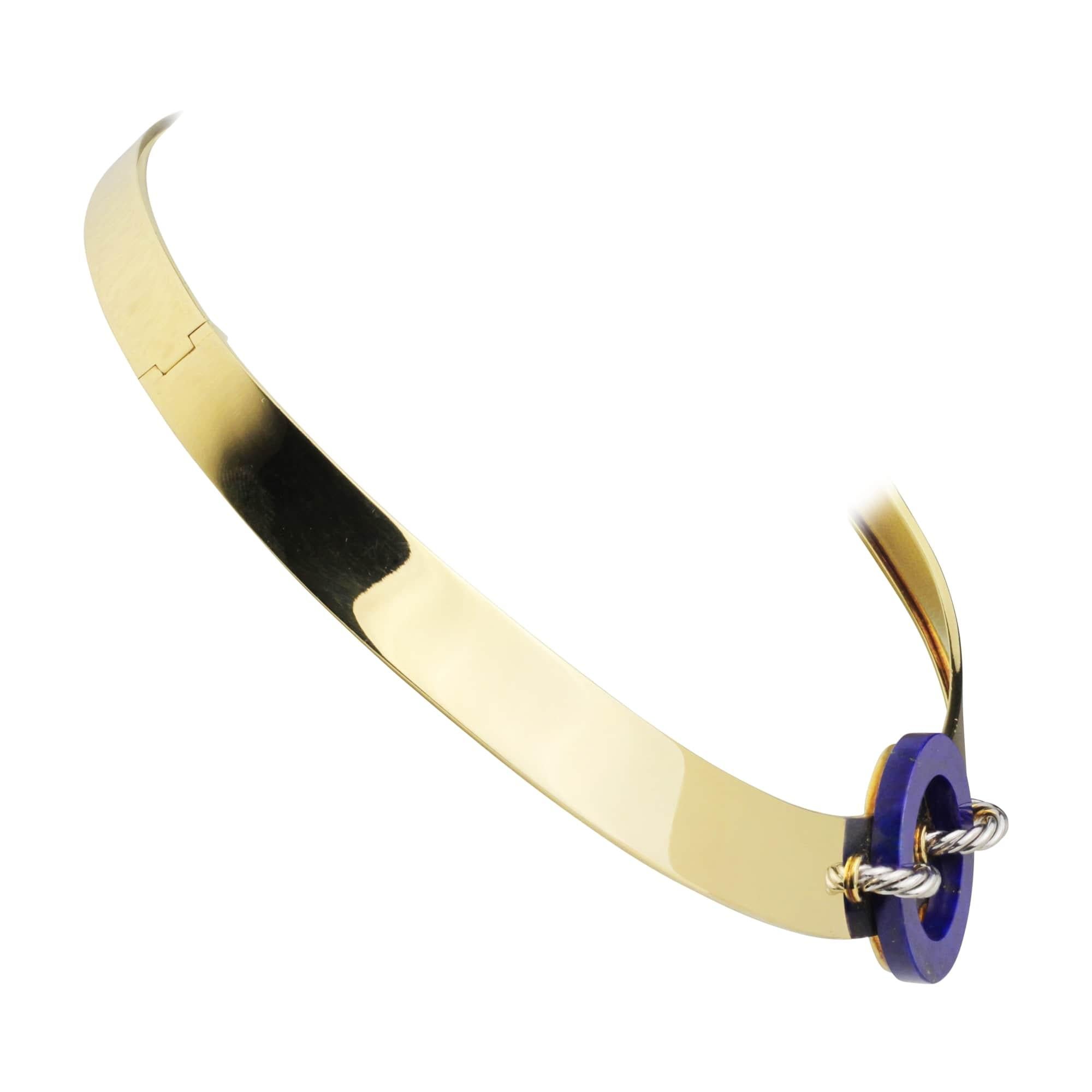 Women's Cartier 18 Karat Yellow Gold & Lapis Lazuli Collar Necklace For Sale