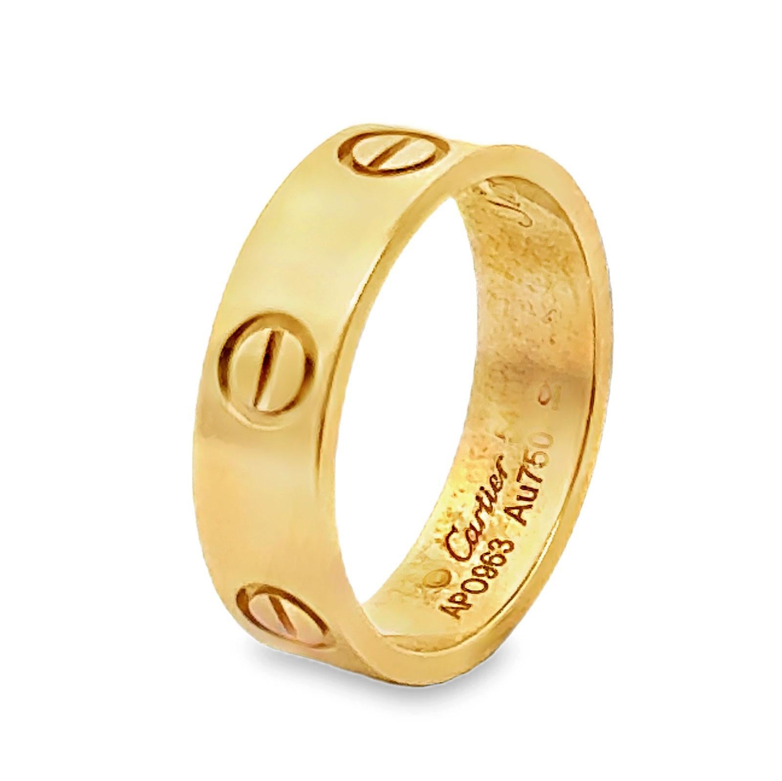 Cartier 18 Karat Gelbgold Love Band Ring Größe 54 (Moderne)