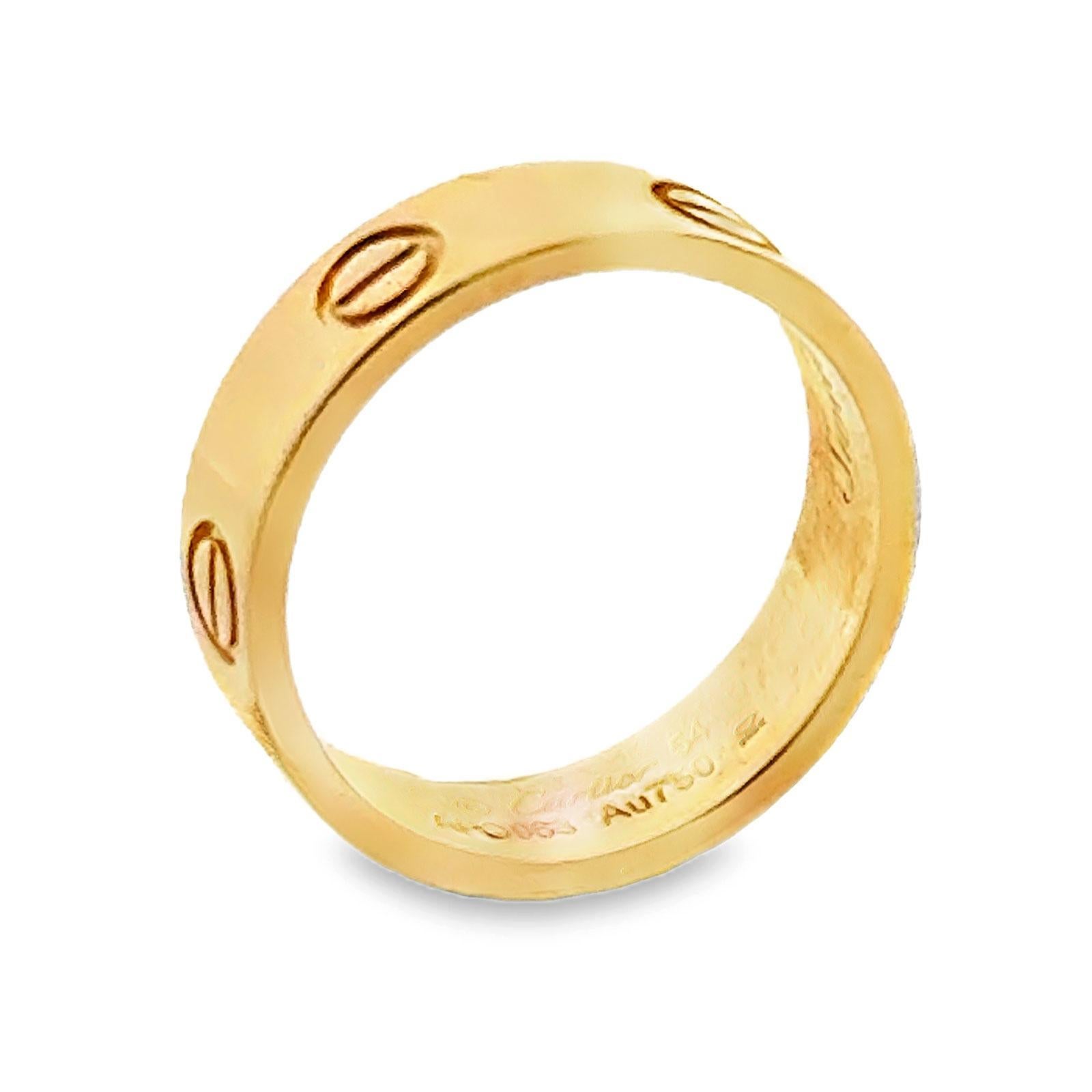 Cartier 18 Karat Gelbgold Love Band Ring Größe 54 Damen