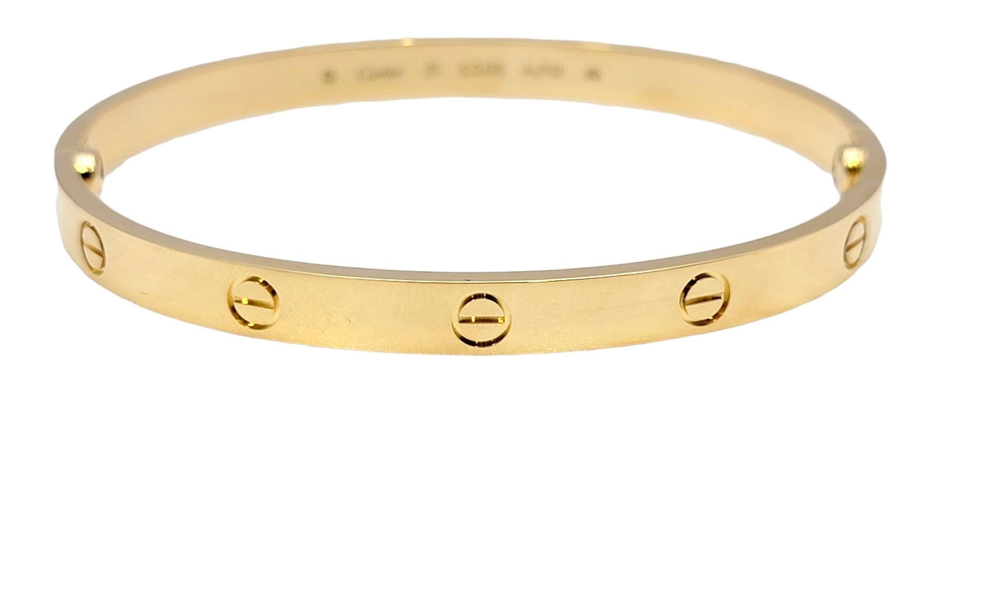 Cartier 18 Karat Gelbgold Love Armreif Armband, Box, Schraubenzieher (Zeitgenössisch)