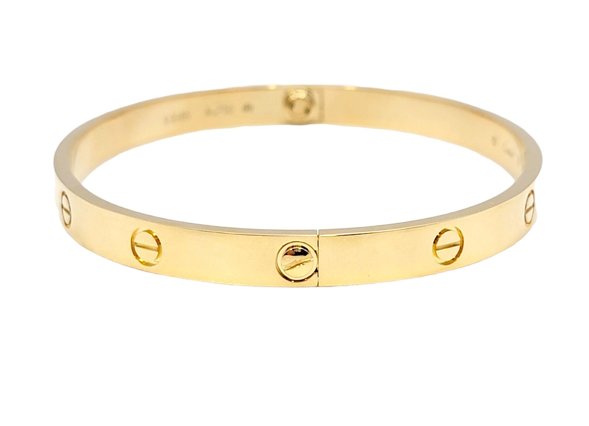Cartier 18 Karat Gelbgold Love Armreif Armband, Box, Schraubenzieher für Damen oder Herren