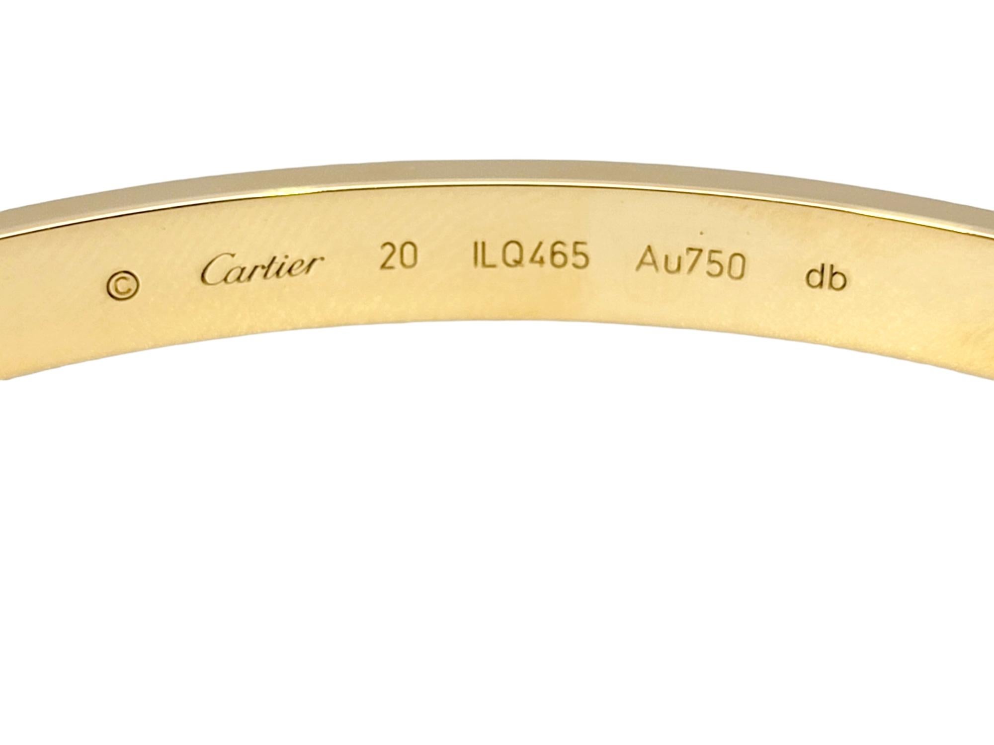 Women's or Men's Cartier 18 Karat Yellow Gold Love Bangle Bracelet, Box, Screwdriver