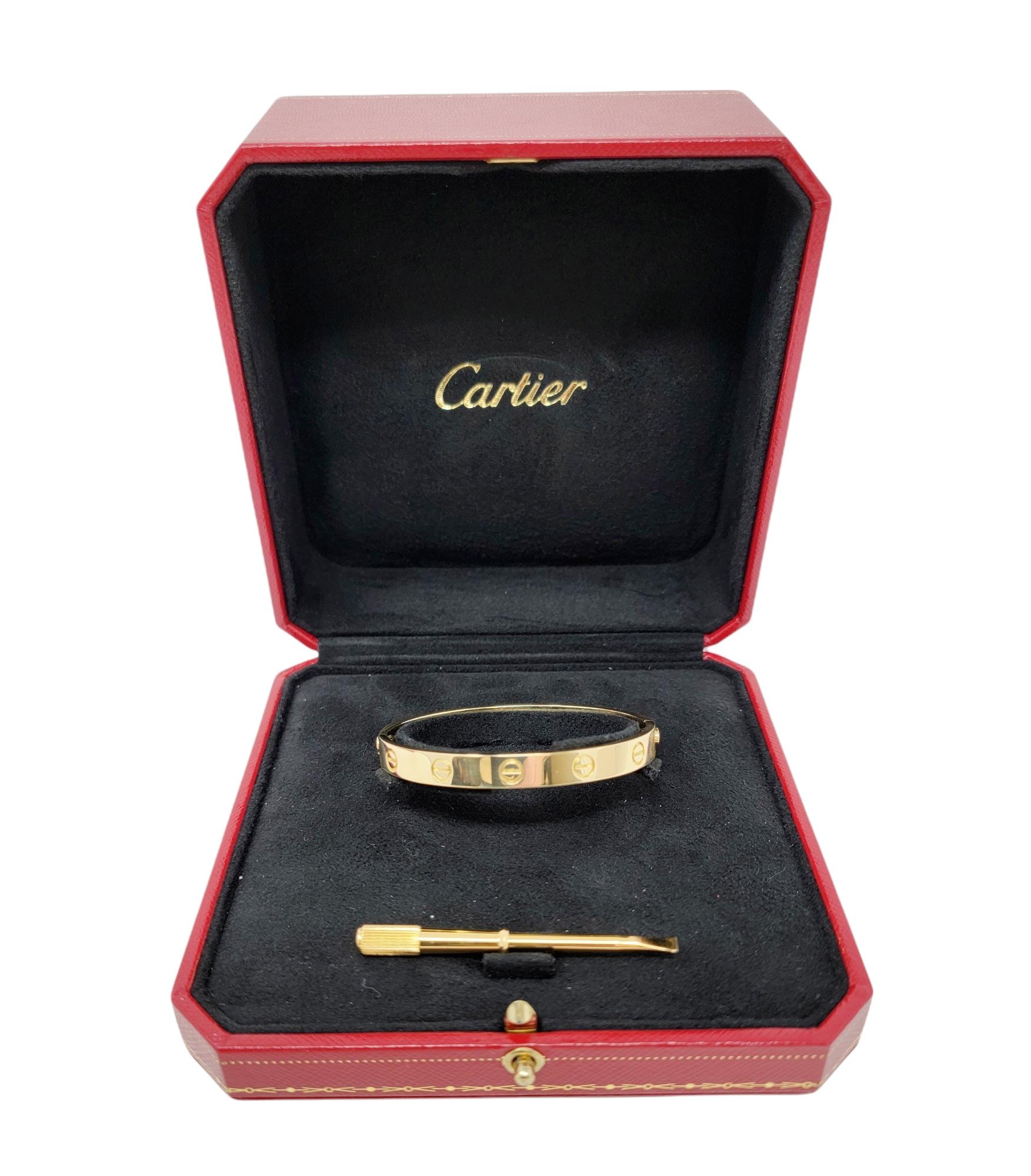 Cartier 18 Karat Gelbgold Love Armreif Armband, mit Box, Schraubenzieher 5