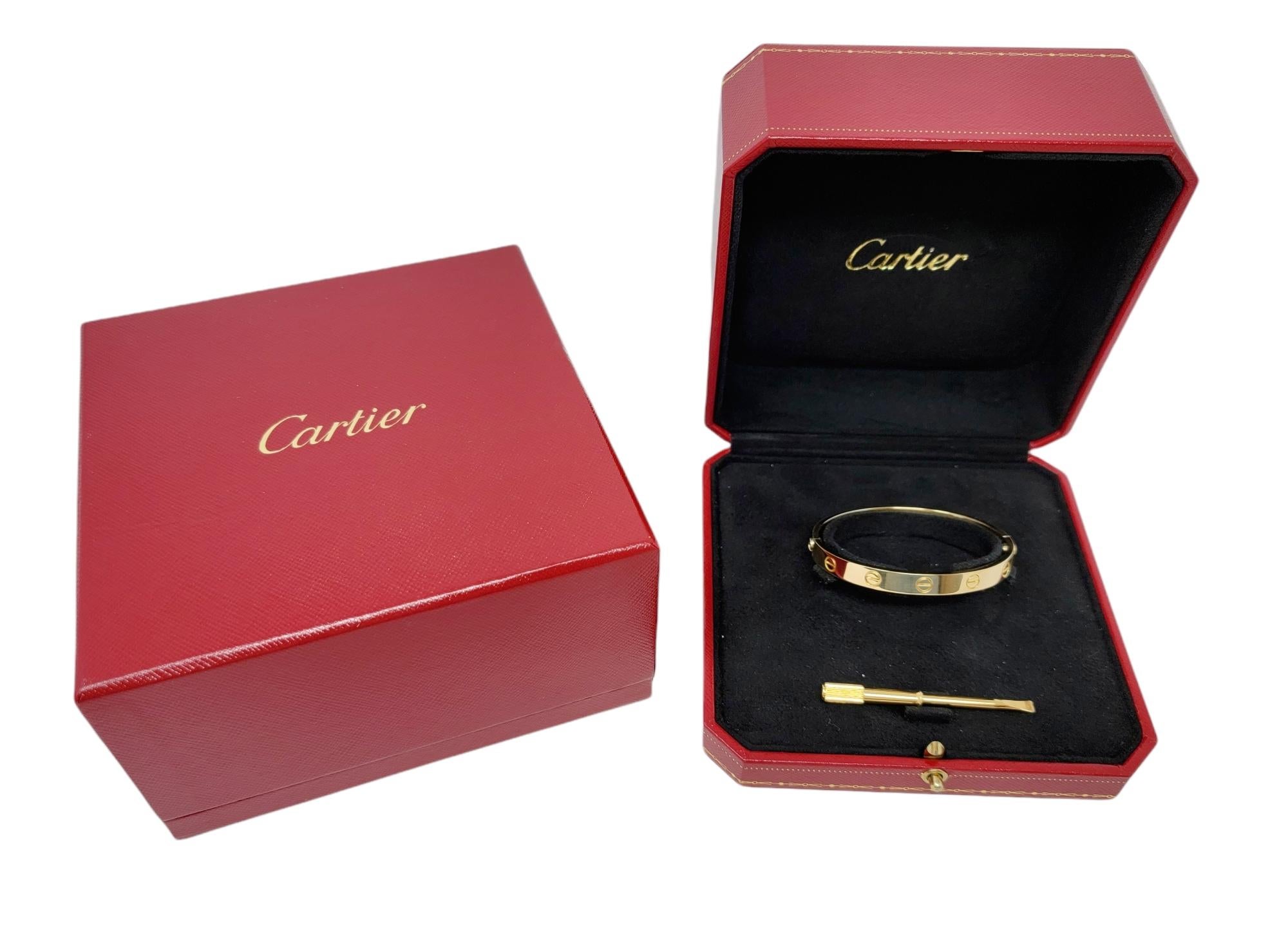 Cartier 18 Karat Gelbgold Love Armreif Armband, mit Box, Schraubenzieher 6