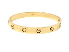 Cartier 18 Karat Yellow Gold Love Bangle Bracelet, with Box, Screwdriver