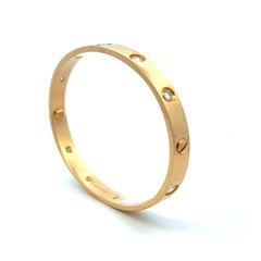 Cartier 18 Karat Yellow Gold Love Bracelet 0.96 Carat Round Diamonds Size 17