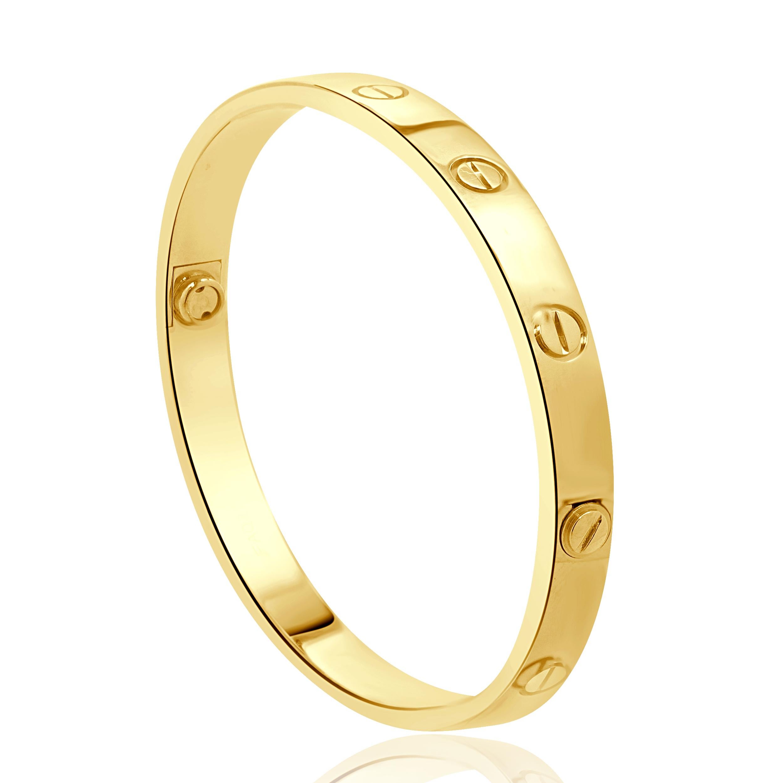 Women's Cartier 18 Karat Yellow Gold Love Bracelet For Sale