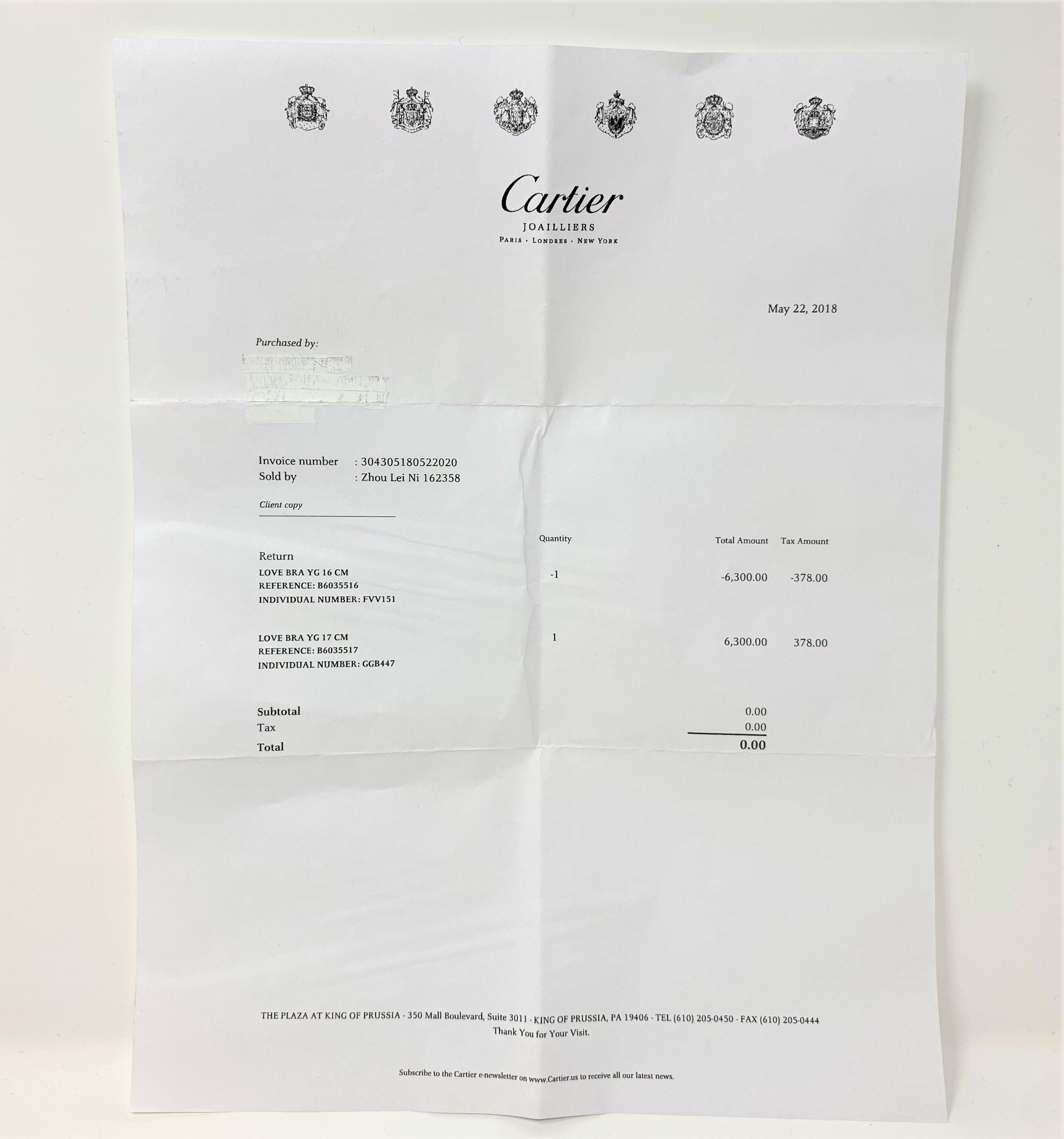 Cartier 18 Karat Yellow Gold Love Bracelet Original Box and Papers 1
