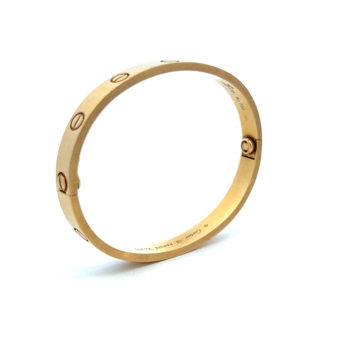 Cartier Bracciale dell'Amore in Oro Giallo 18 Carati Misura 16 con Ricevuta in vendita 6
