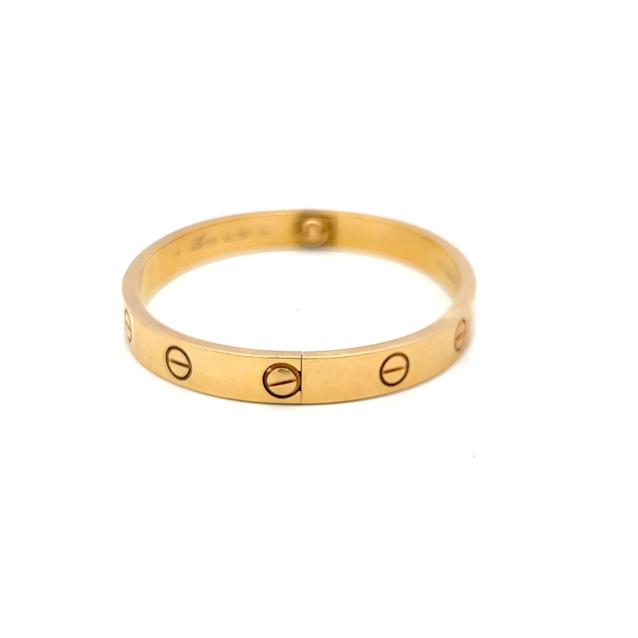 Donna Cartier Bracciale dell'Amore in Oro Giallo 18 Carati Misura 16 con Ricevuta in vendita