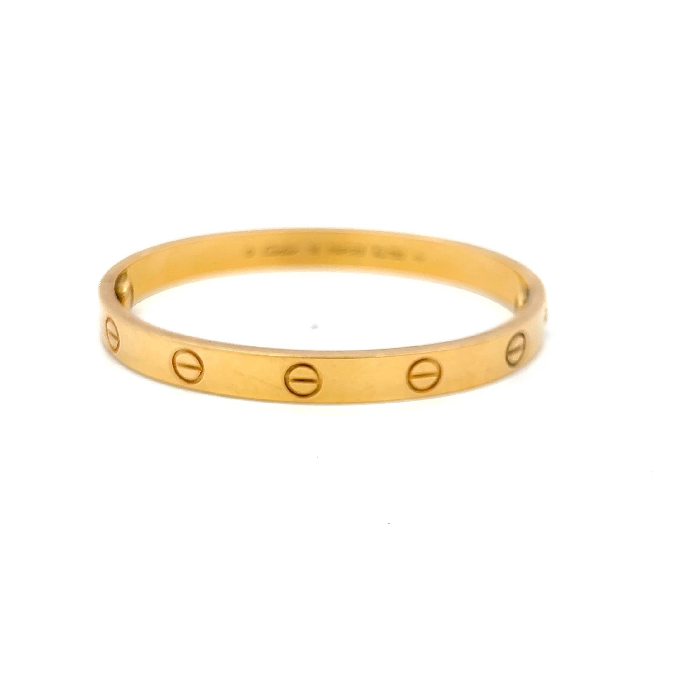 Cartier Bracciale dell'Amore in Oro Giallo 18 Carati Misura 16 con Ricevuta in vendita 1