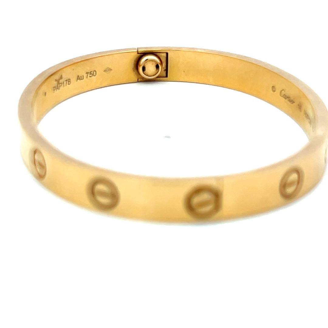 Cartier Bracciale dell'Amore in Oro Giallo 18 Carati Misura 16 con Ricevuta in vendita 3