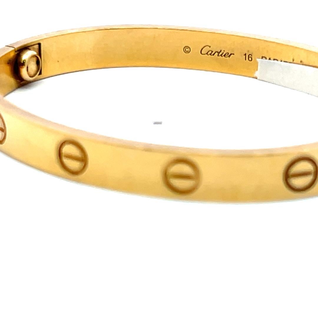 Cartier Bracciale dell'Amore in Oro Giallo 18 Carati Misura 16 con Ricevuta in vendita 4