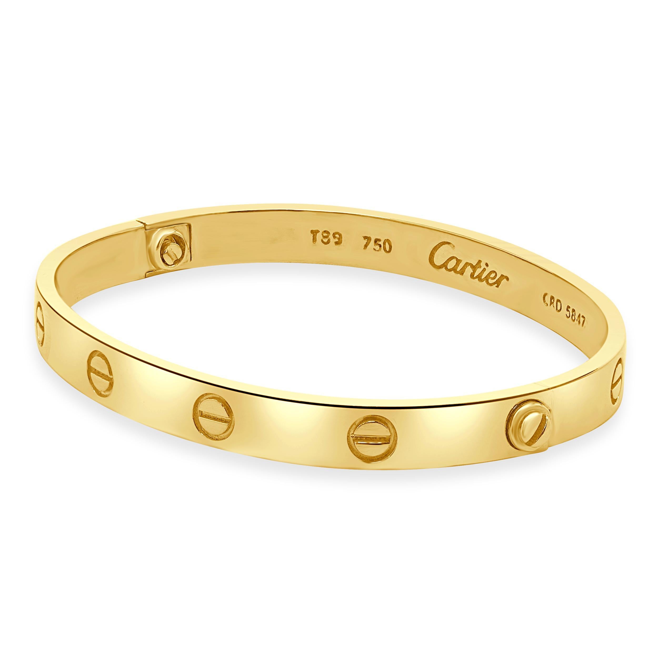 Designer: Cartier
Material: 18K yellow gold
Serial # CRD5848
Size: 17

No box or papers included

220-306
