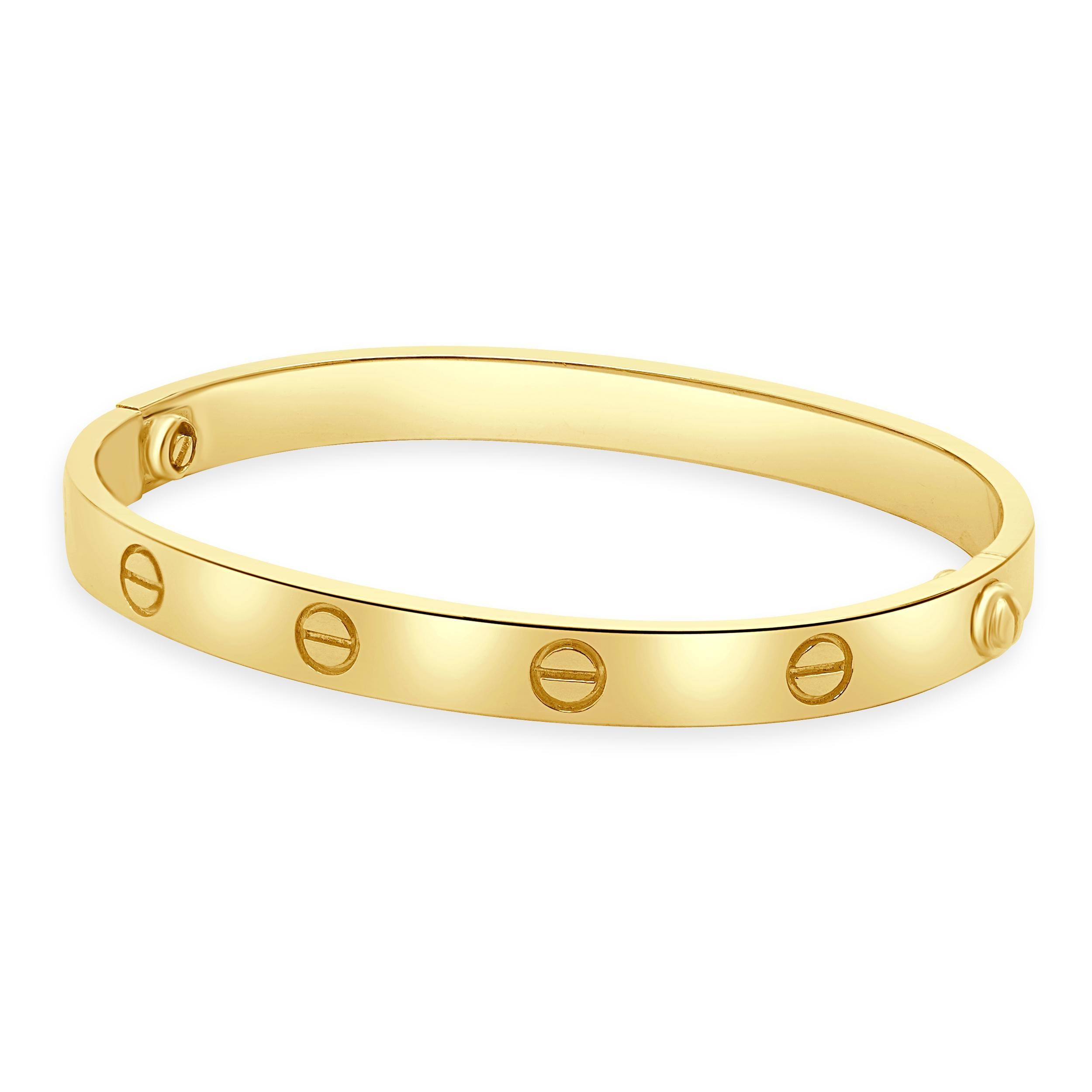 Cartier 18 Karat Yellow Gold Love Bracelet, Size 17 In Excellent Condition In Scottsdale, AZ