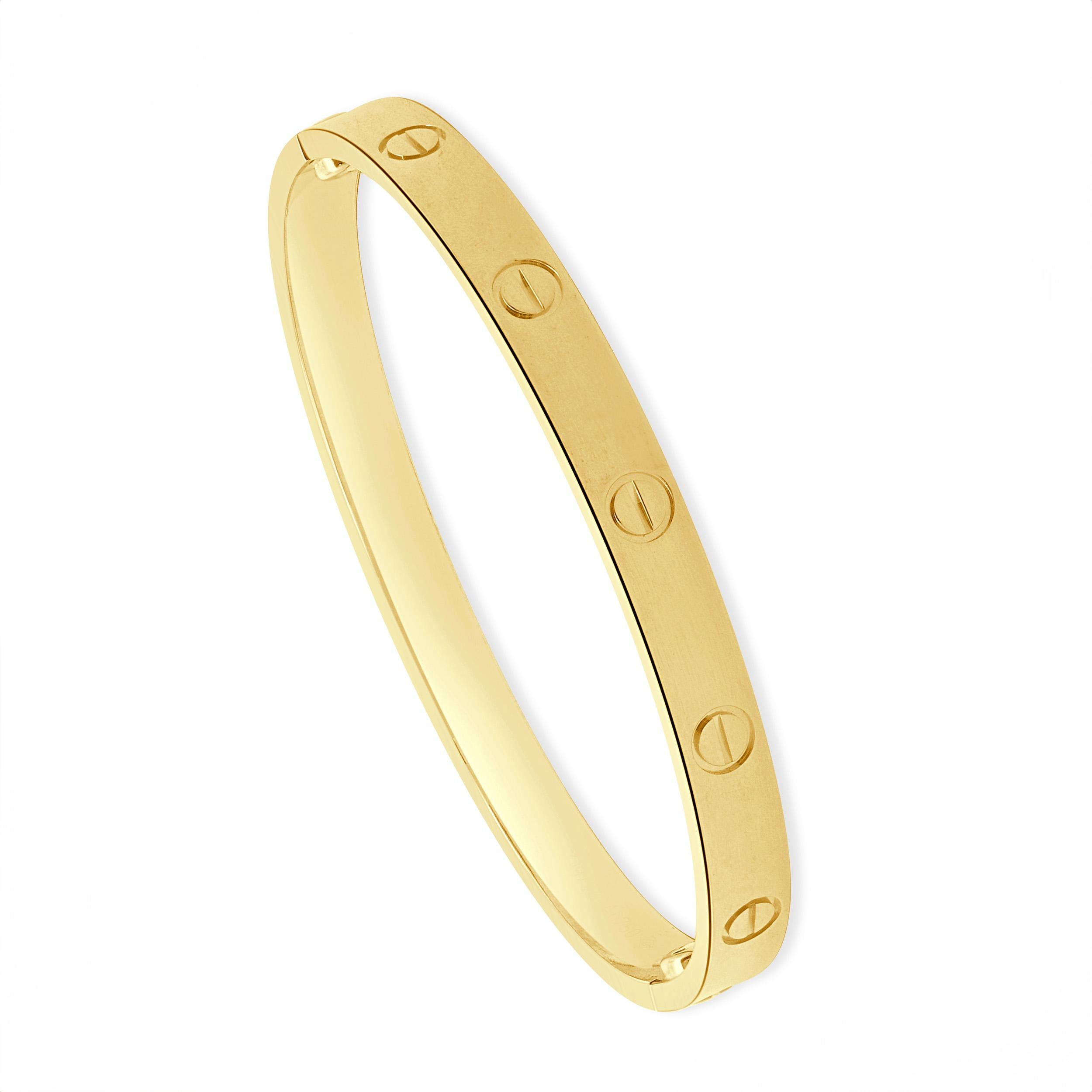 Bracelet Love en or jaune 18 carats de Cartier, taille 18 Pour femmes en vente