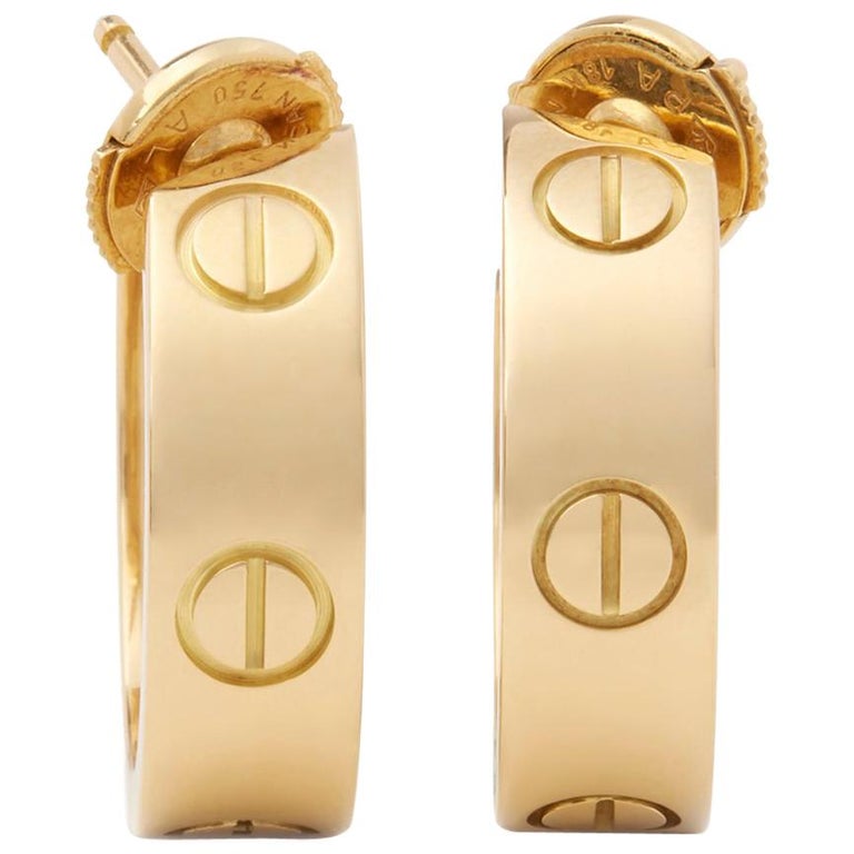 Cartier 18 Karat Yellow Gold Love Hoop Earrings at 1stDibs | love hoop  earrings cartier