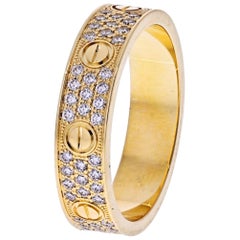 Cartier 18 Karat Yellow Gold Love Pavé Diamond Ring