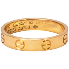 Cartier 18 Karat Yellow Gold Love Ring Cartier 18 Karat Yellow Gold Love Ring