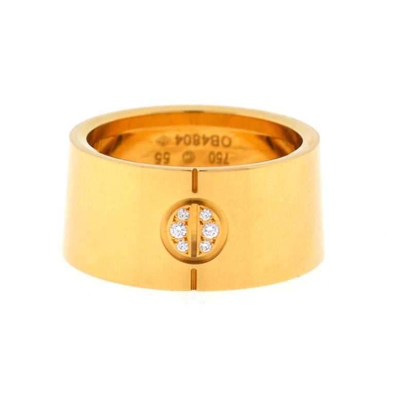 Cartier 18 Karat Yellow Gold Love Wide 6 Diamonds Ring at 1stDibs