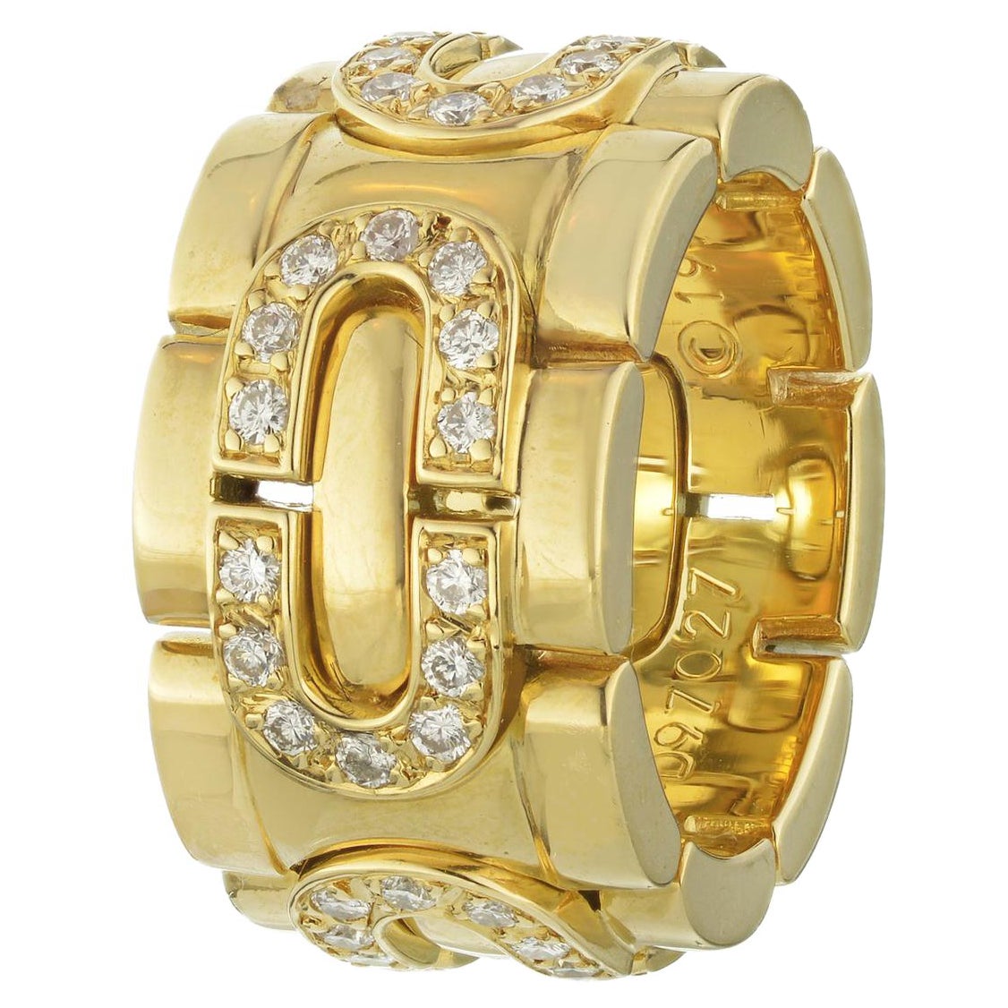 Cartier 18 Karat Gelbgold Maillon Oval Gliederring mit Diamanten