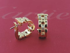 Cartier 18 Karat Yellow Gold Maillon Panthere Diamond Earrings