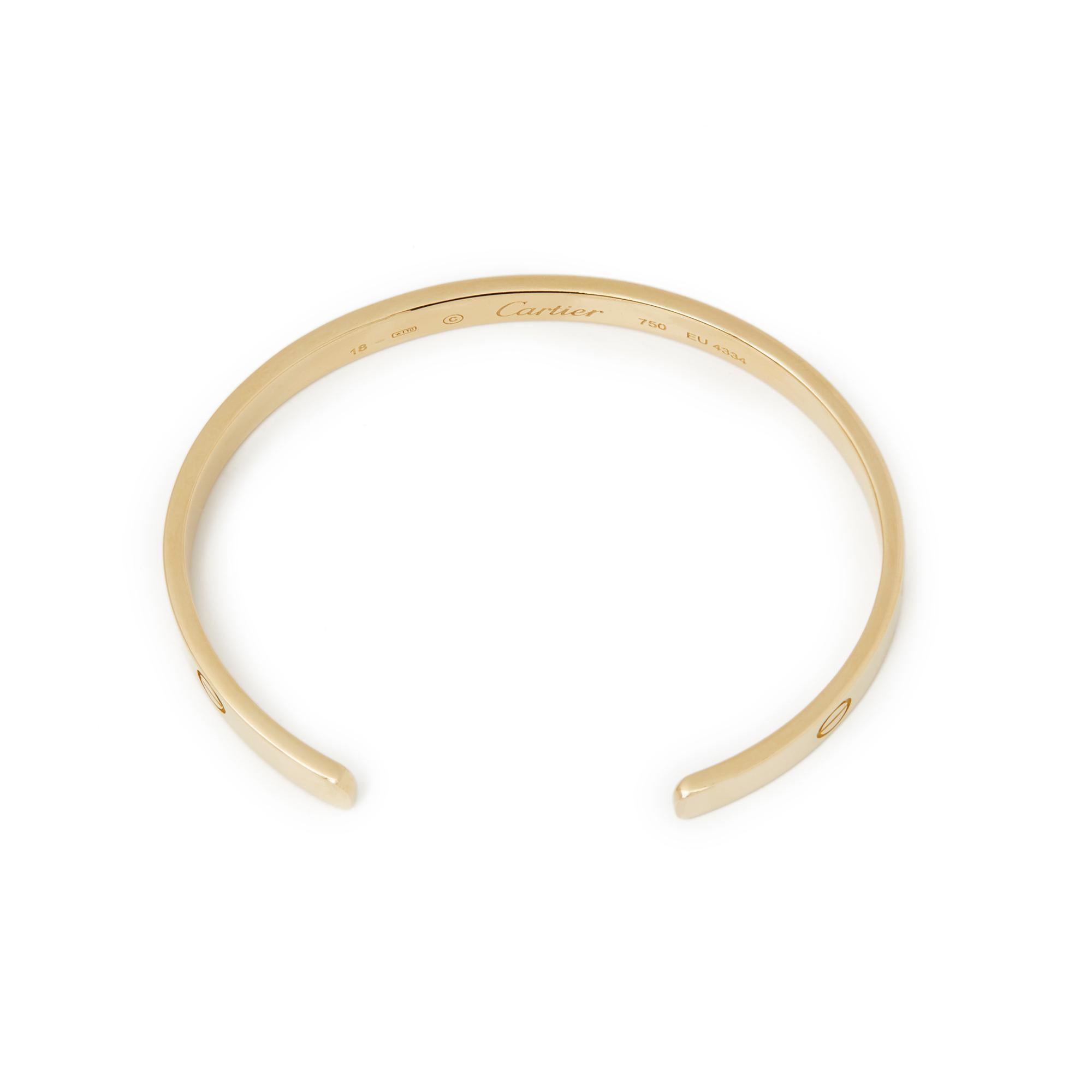 Cartier 18 Karat Yellow Gold Open Love Cuff Bangle (Moderne)