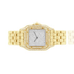 Cartier 18 Karat Yellow Gold Panther Diamond Bezel 26.5MM