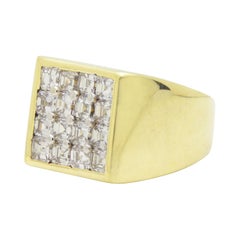 Cartier 18 Karat Yellow Gold Platinum Asscher Cut Diamond Ice-Cube Unisex Ring
