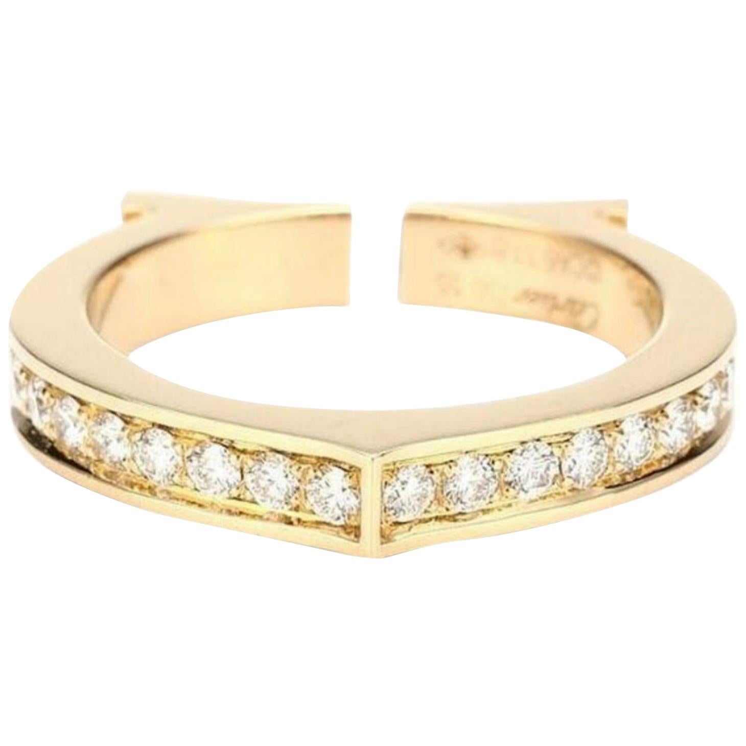 Cartier 18 Karat Yellow Gold Ring with Diamonds For Sale