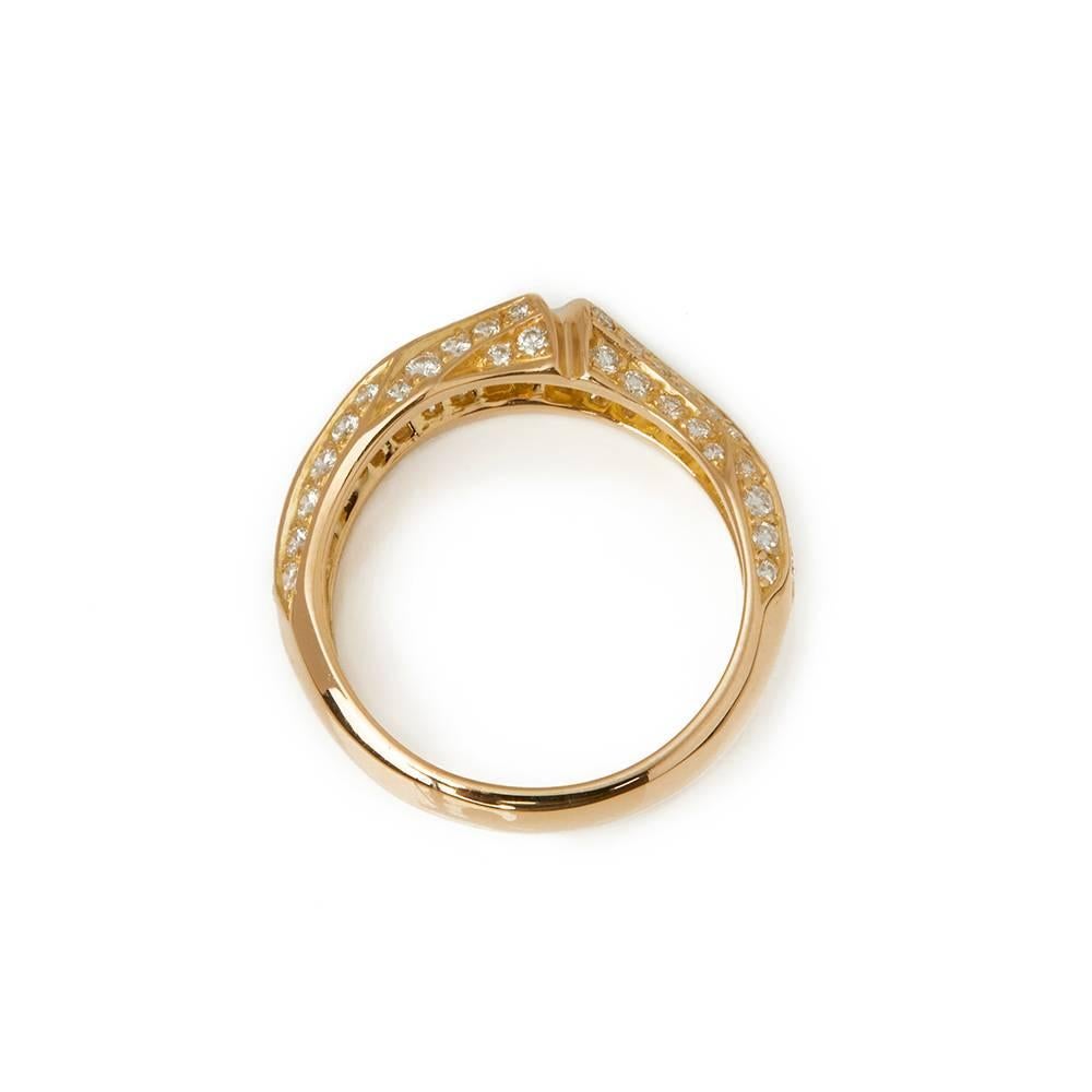 Cartier 18 Karat Yellow Gold Round Brilliant Cut Diamond Bamboo Ring In Excellent Condition In Bishop's Stortford, Hertfordshire