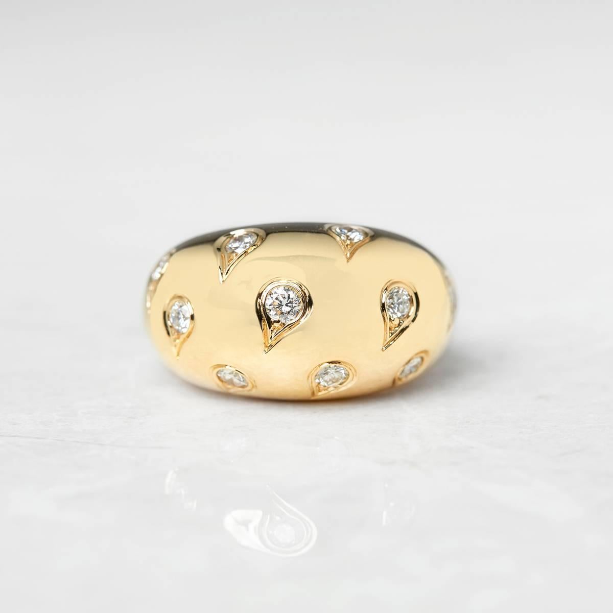 Cartier 18 Karat Yellow Gold Round Brilliant Cut Diamond Bombe Ring In Excellent Condition In Bishop's Stortford, Hertfordshire