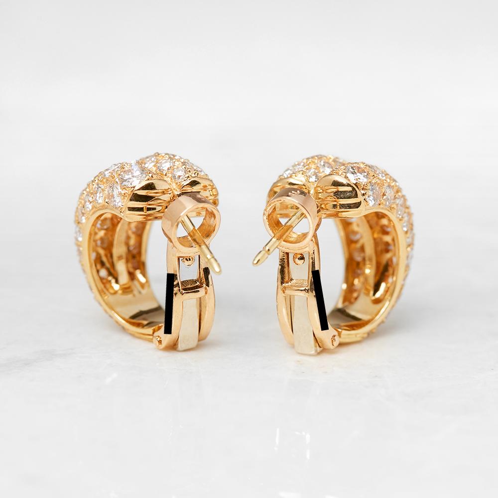 Cartier 18 Karat Yellow Gold Round Brilliant Cut Diamond Double Hoop Earrings 2