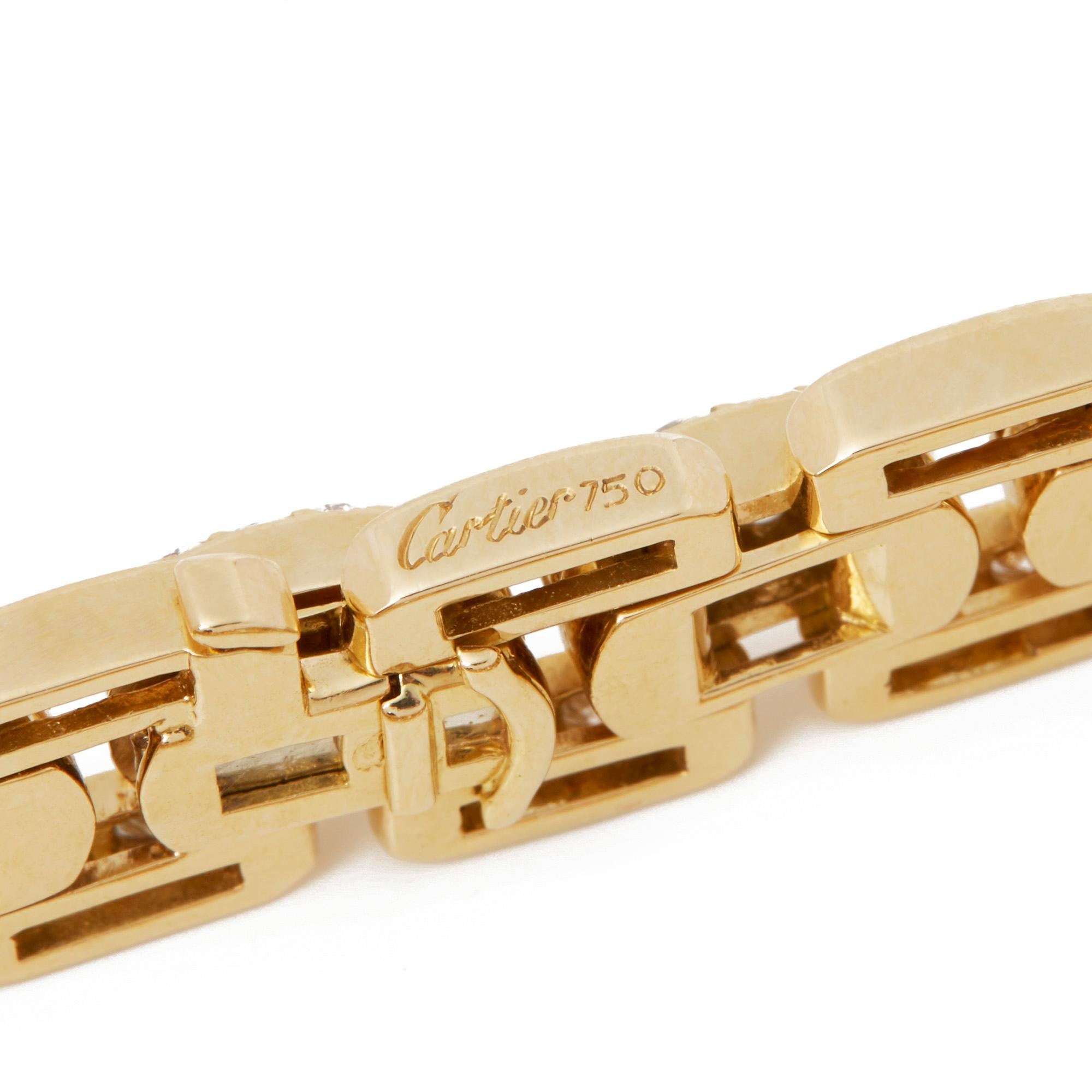 Women's Cartier 18 Karat Yellow Gold Round Cut Diamond Link Bracelet