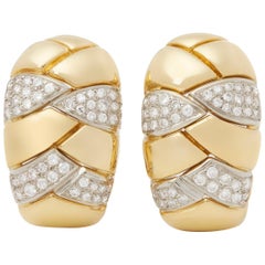 Cartier 18 Karat Yellow Gold Round Cut Diamond Vintage Earrings