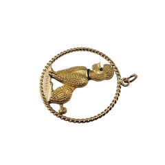 Cartier 18 Karat Yellow Gold Ruby and Emerald Poodle Pendant #19678