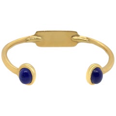 Cartier 18 Karat Yellow Gold Set with 2 Lapis Lazuli Gemstone Bangle