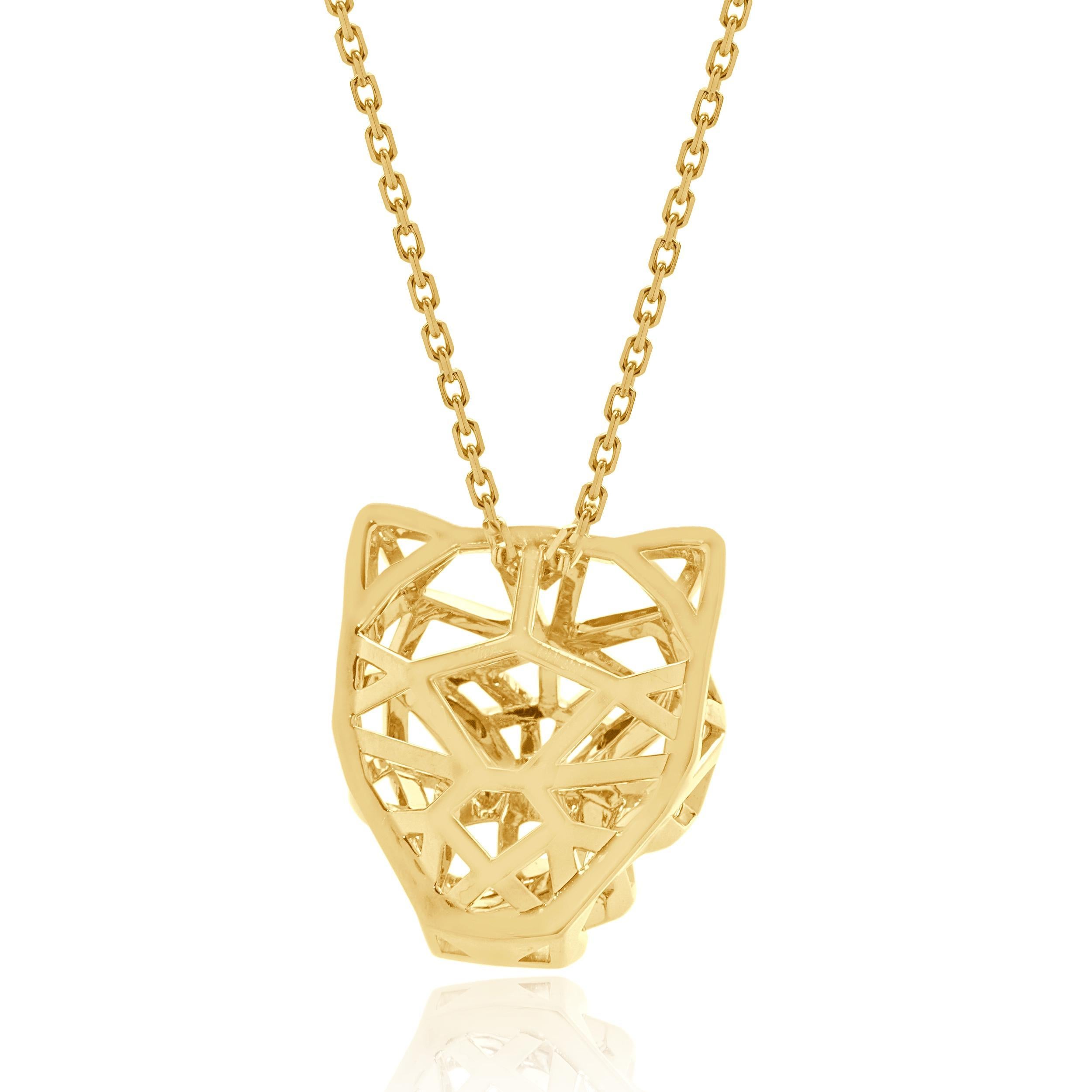 Cartier 18 Karat Yellow Gold Skeleton Panther Necklace In Excellent Condition In Scottsdale, AZ