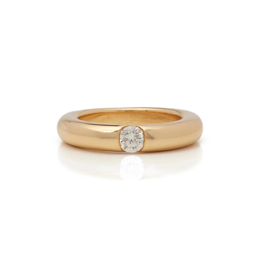 Cartier 18 Karat Yellow Gold Solitaire 0.25 Carat Solitaire Diamond Ellipse Ring In Excellent Condition In Bishop's Stortford, Hertfordshire