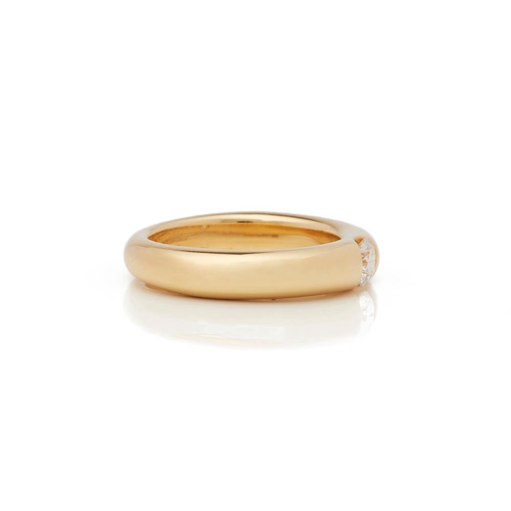 Women's Cartier 18 Karat Yellow Gold Solitaire 0.25 Carat Solitaire Diamond Ellipse Ring