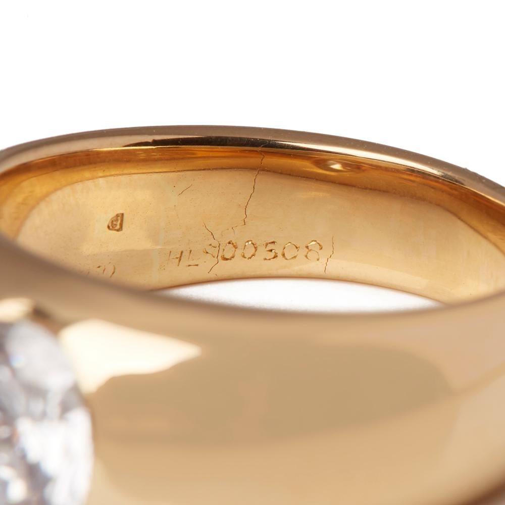 Cartier 18 Karat Yellow Gold Solitaire 1.01 Carat Diamond Dome Ring In Excellent Condition In Bishop's Stortford, Hertfordshire