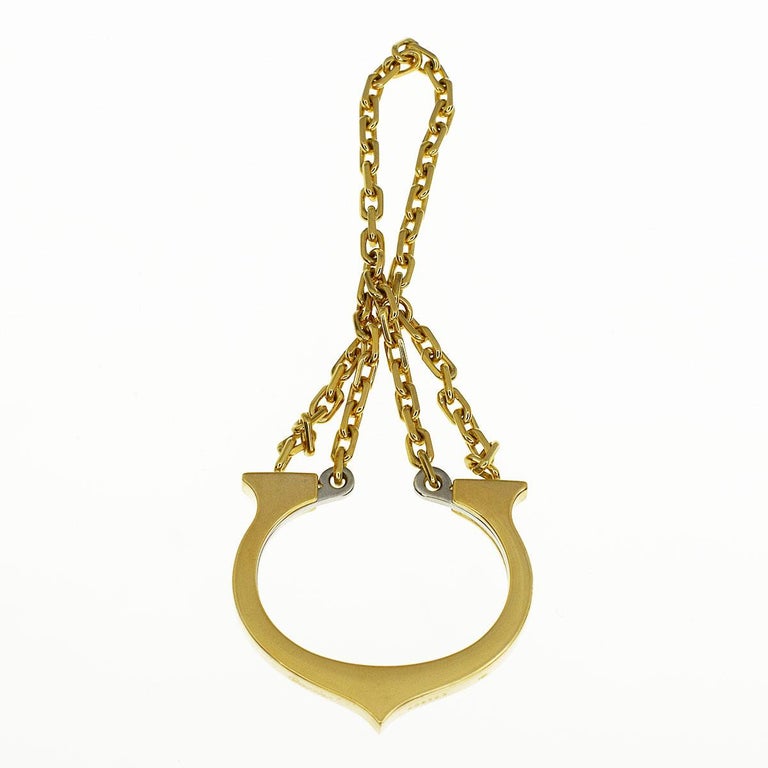 Cartier 18 Karat Yellow Gold SS Stainless Steel Key Ring Bag Chain