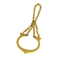Cartier 18 Karat Yellow Gold SS Stainless Steel Key Ring Bag Chain Gloves Holder