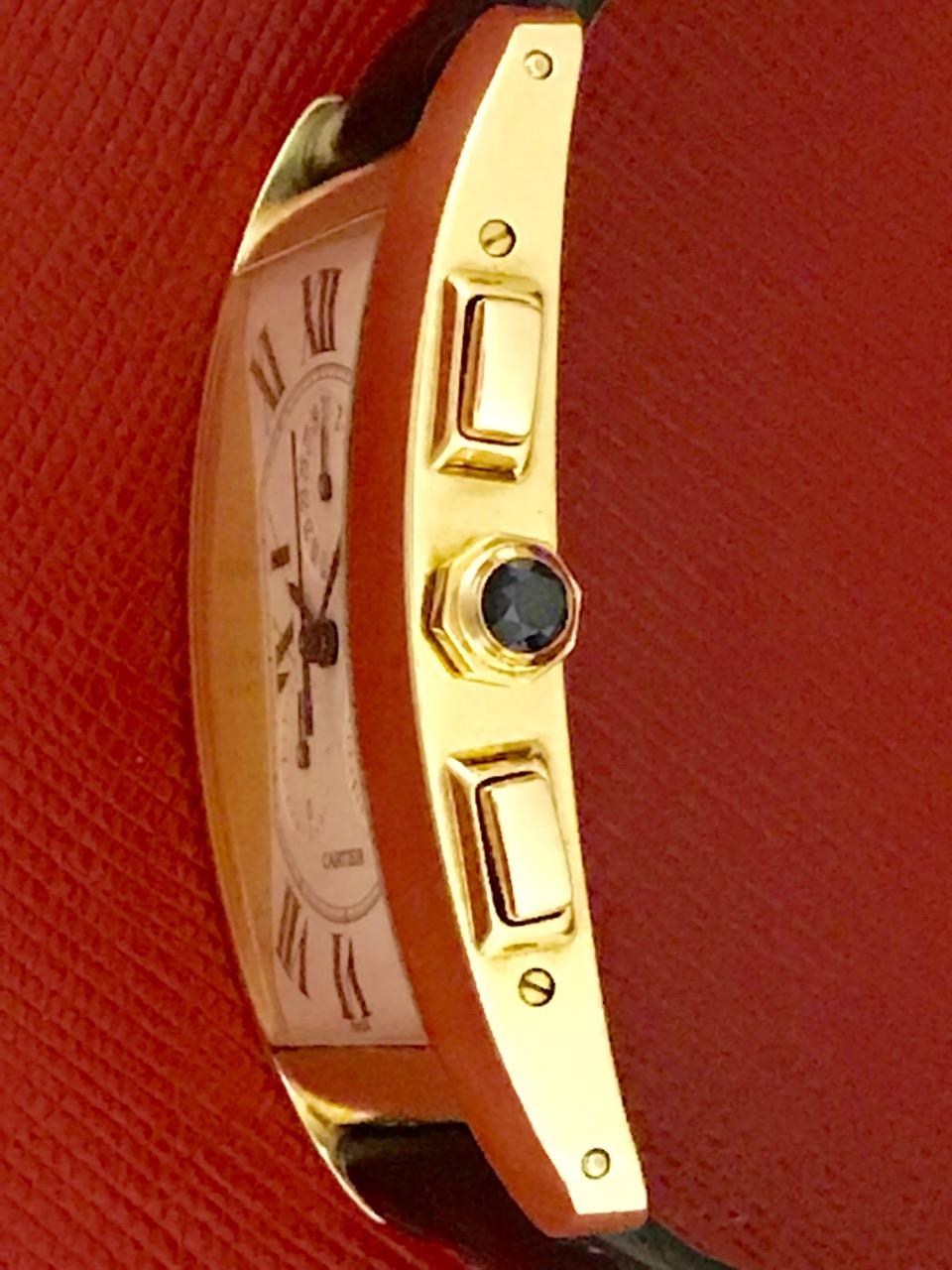 Contemporary Cartier 18 Karat Yellow Gold Tank Americaine Quartz Wristwatch Ref W2601156