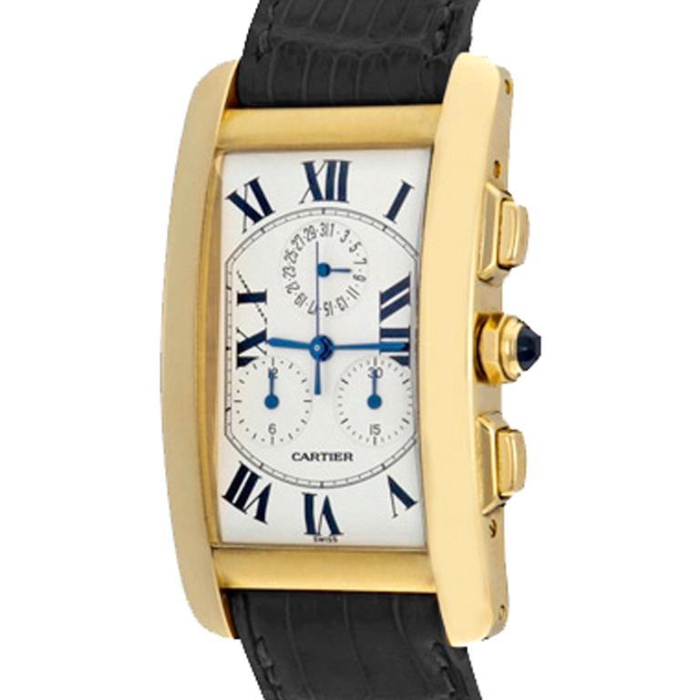 Cartier 18 Karat Yellow Gold Tank Americaine Quartz Wristwatch Ref W2601156