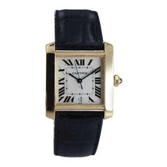 Used Cartier Men's 18 Karat Yellow Gold Tank Francaise with Original Box, circa 2000